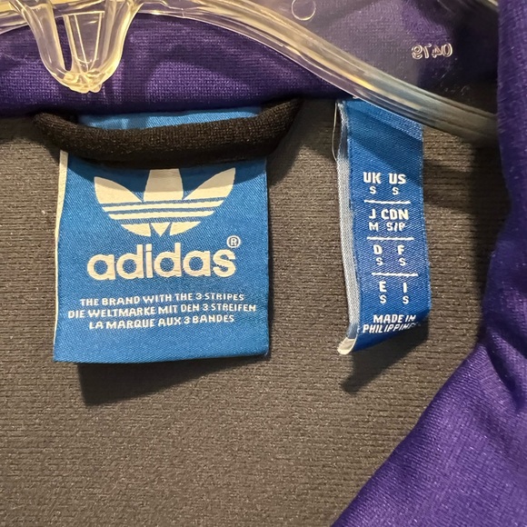 Adidas Big Logo Track Jacket Full Zip Black Purple Gray Color Block Size S - Picture 4 of 7